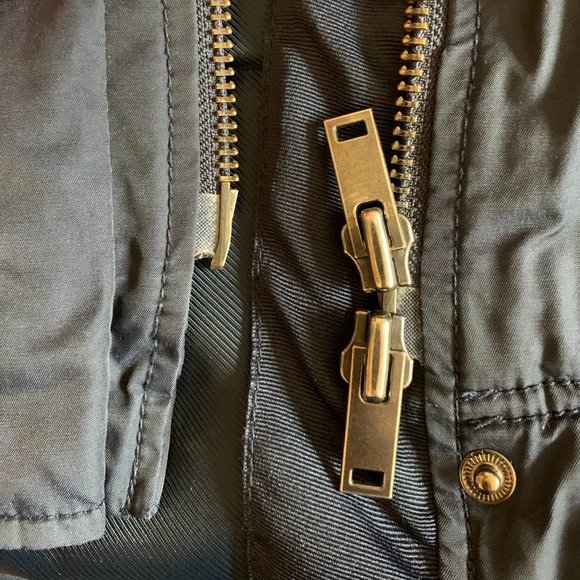 Banana Republic Womens Down Jacket Water Resistant Hood Shearling, Navy, Small - Picture 10 of 11